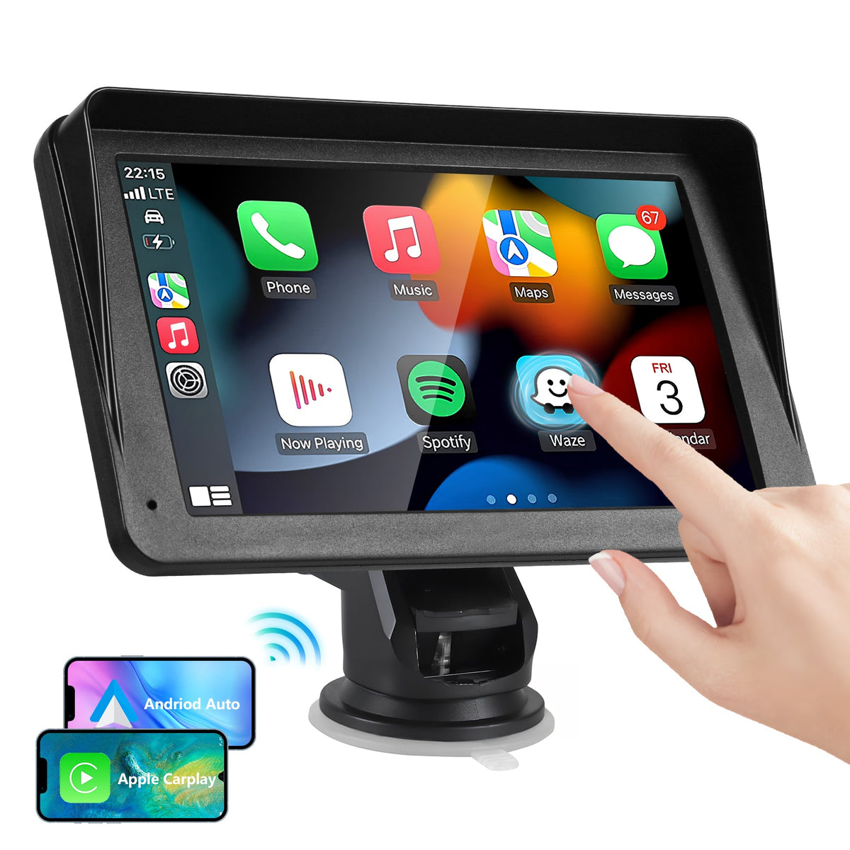 7" Wireless CarPlay & Android Auto Display – product detail view 7