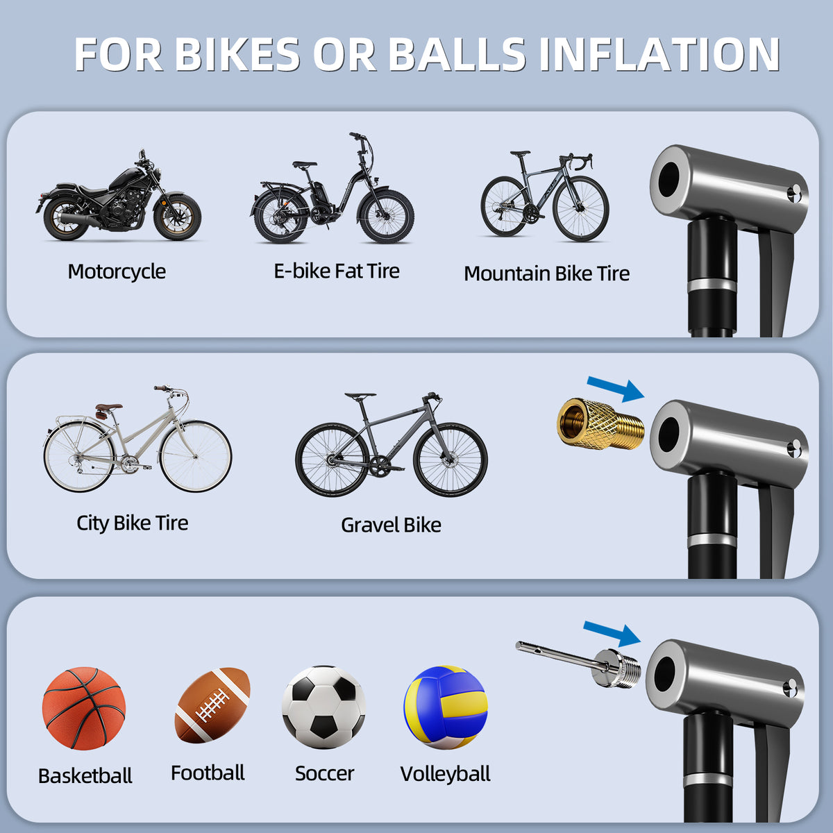 Compact 130 PSI rechargeable bike pump – product detail image