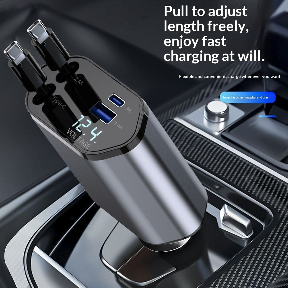 4-in-1 retractable car charger – product photo 1