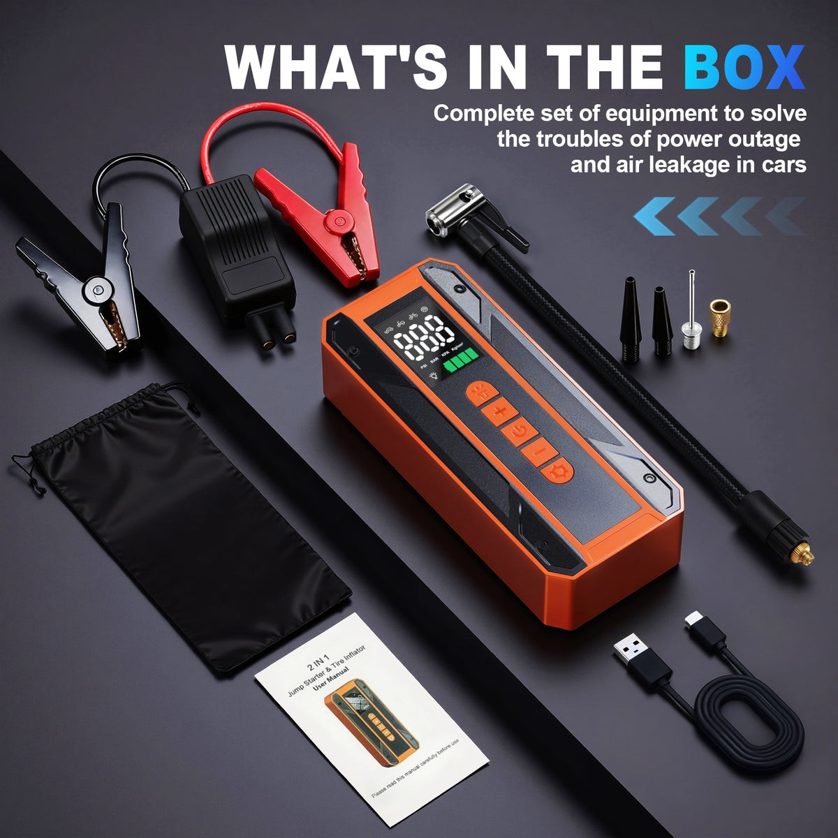 STECOOM YD09 2-in-1 portable car jump starter with 150 PSI tire inflator — product image 9
