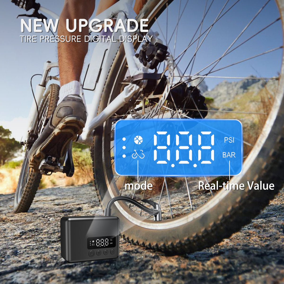 Mini rechargeable 130 PSI bicycle pump – cycling product detail