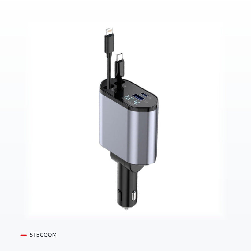 4-in-1 Retractable Car Charger – 120W — clean studio photo based on original product image