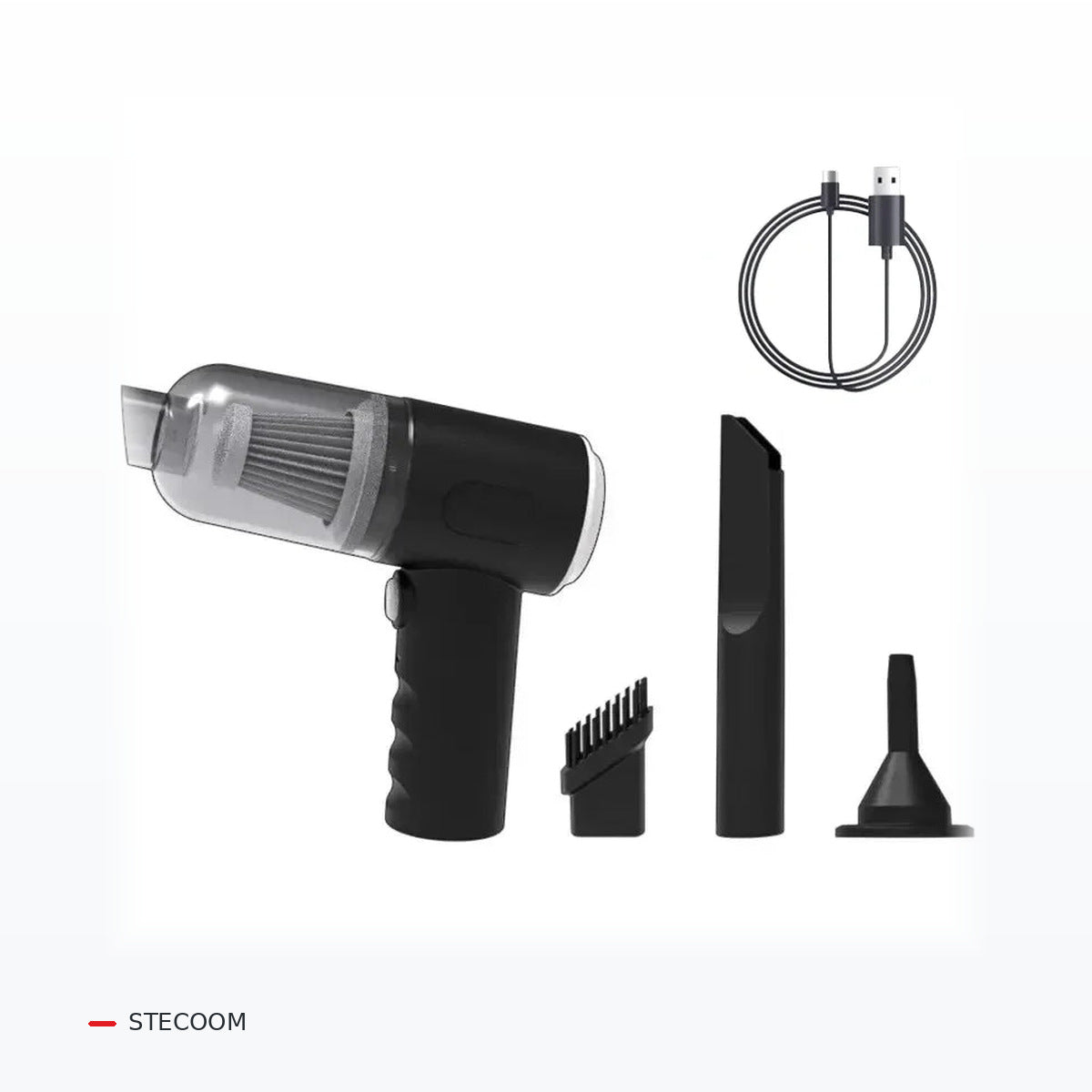 STECOOM™ Compact Cordless Car Vacuum – USB Rechargeable – clean source-accurate studio product image